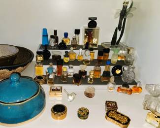 Miniature perfume bottles - many full