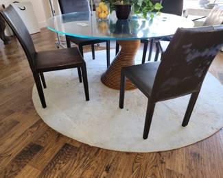 Contemporary round, glass top table
