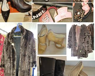 Designer shoes, clothes, handbags and coats. Mostly women with some men. Everyday to top designers