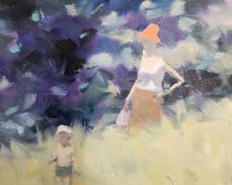 Original oil on canvas painting by Andre Gisson.  Purchased at gallery in Washington DC in 1970.  Smoke-free home.  Actual canvas measures 30" x 24".  FRAME measures 38 1/4" x 32 1/4".  $2,300.00