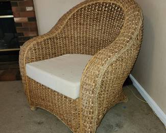 woven chair, measures 33" wide x 28" deep (wall to front of seat): $75.00