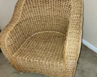 woven chair, measures 33" wide x 28" deep (wall to front of seat): $75.00
