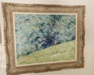 Original oil on canvas painting by Andre Gisson.  Purchased at gallery in Washington DC in 1970.  Smoke-free home.  Actual canvas measures 30" x 24".  FRAME measures 38 1/4" x 32 1/4".  $2,300.00