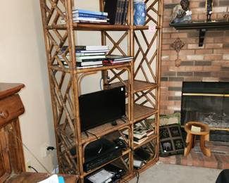rattan wall shelving (1 piece), measures 44" wide x 18" deep x 77 1/2" tall.  $40.00