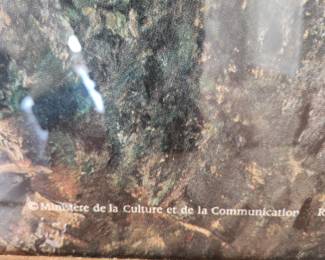 framed Pissarro print, purchased at Louvre in France.  Measures (FRAME) 65" x 49 1/2".  $100.00