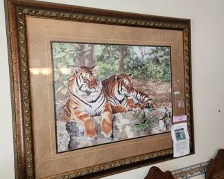 framed, numbered print, "Siberian Shadows"  by Cinda Serafin.  FRAME measures 49" wide x 37 1/4" tall.  $75.00