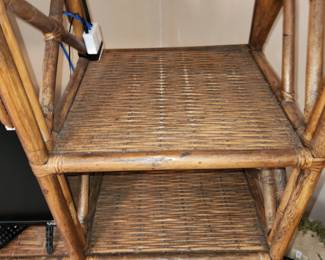 rattan wall shelving (1 piece), measures 44" wide x 18" deep x 77 1/2" tall.  $40.00