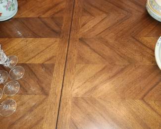 Drexel Heritage dining room set, purchased new in 1975.  Table, with 2 leaves & 6 chairs: table measures 70" x 42", comes with TWO 20" leaves ($200.00).  China cabinet measures 72" wide x 83 1/2" tall x 14" deep ($150.00).  Bar/server, with flip top, measures (top closed) 32" wide x 35 1/2" tall x 18 1/2" deep (add 32" TOTAL with top opened) $90.00