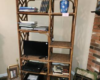 rattan wall shelving (1 piece), measures 44" wide x 18" deep x 77 1/2" tall.  $40.00