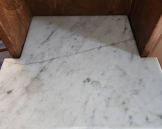 antique "Hoosier" cabinet, measures 53" tall x 16 1/2" wide x 15" deep (at marble front): $75.00