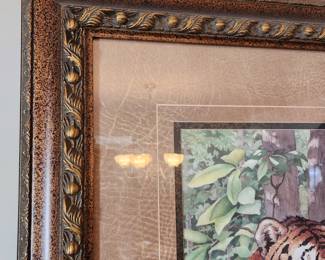 framed, numbered print, "Siberian Shadows"  by Cinda Serafin.  FRAME measures 49" wide x 37 1/4" tall.  $75.00