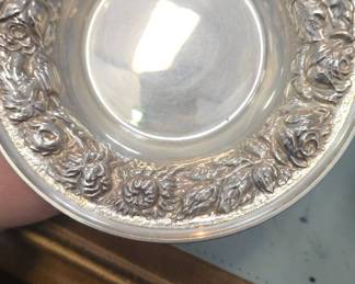 Stieff Rose Repousse sterling silver compote 