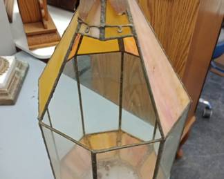 hanging stained glass candle holder 