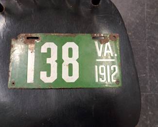 Baltimore enamel 1912 Virginia license plate 
