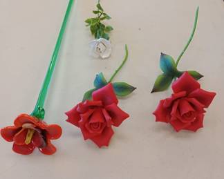 hand blown glass flower and porcelain 