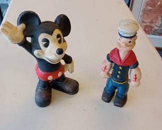 cast iron banks popeye and mickey 