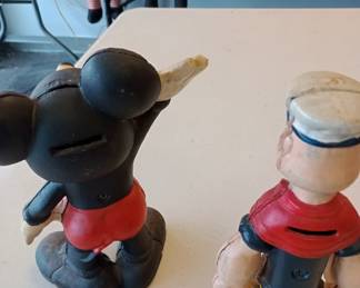 cast iron banks popeye and mickey 