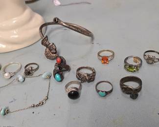 misc sterling bright colored stone rings are just costume 