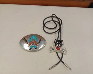 Sylvester Bolo with rhinestones and Yosemite Sam belt buckle 