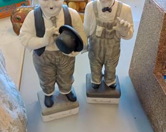 laurel and hardy porcelain statues made by limited ed signed and numbered 