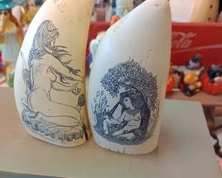 Scrimshaw on horns or tusks resin decorative 