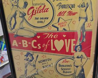 framed vintage sensational Burlesque poster 