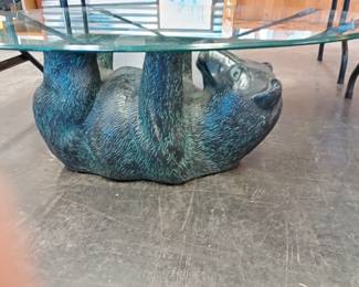 awesome bear table large glass top 