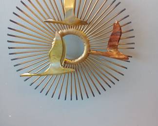 Mid-century Birds in flight sunburst. 