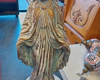 heavy concrete statue of maybe Mary?