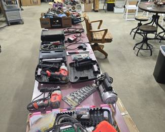 18 tables filled with tools