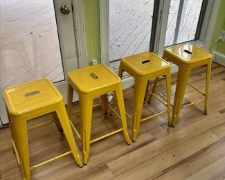 4 matching mustard stools. 