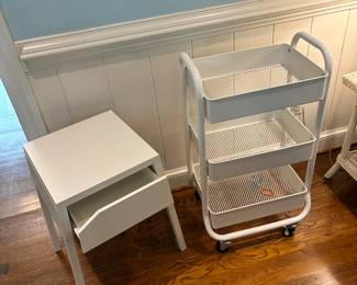 Side table and rolling storage rack