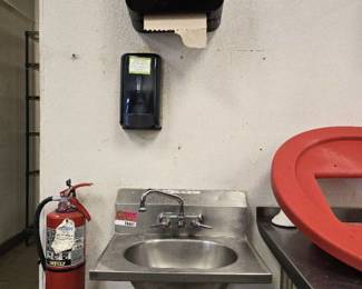 Stainless Steel Hand Sink, Paper Towel Holder, and Soap Dispenser