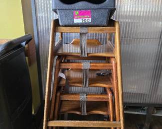 (2) Cambro Boosters and (3) Wooden High Chairs