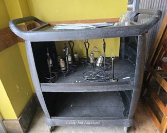 Black Carlisle Restaurant Style Cart W/ Contents
