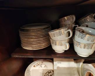 And some pristine white and gold china