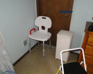 Shower seat, laundry hamper
