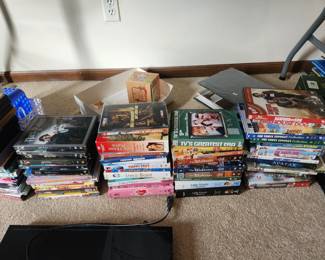 A wide assortment of DVD's and CD's