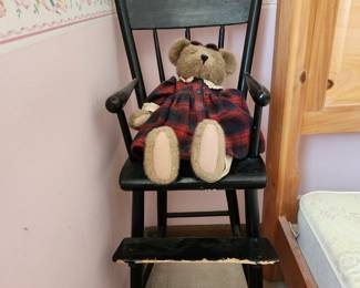 Vintage highchair and bear