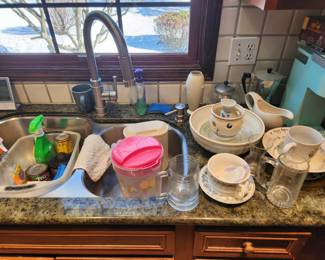 Cleaning supplies and serving pieces too