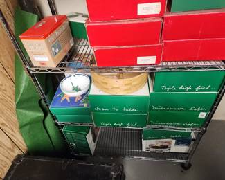 Some serving pieces are brand new, and still in the original boxes