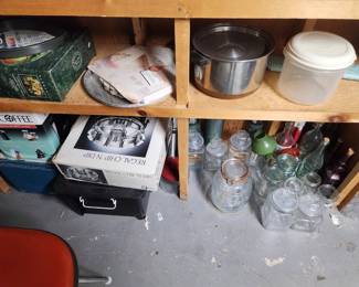 Jelly jars, and wine bottles