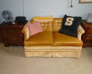 A funky cool retro 1970's loveseat in great condition with two cool side tables too