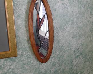 Oval stained glass mirror combination