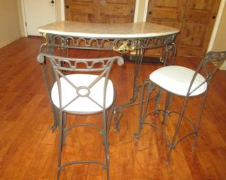 Marble-Top Bar & 2-Stools