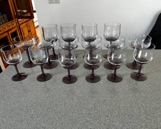 Amazing Set Fostoria Corsage Plum Glasses. These are stunning!