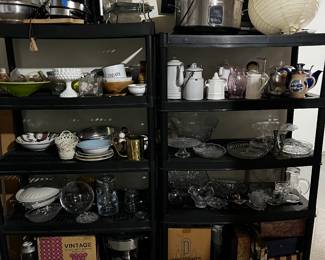 Shelves full of dishes, servings pieces etc.