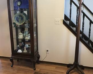 Curio cabinet, Antique coat stand 