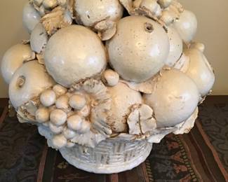 Gorgeous Italian ceramic fruit basket . Artist signed 