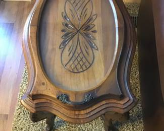 Walnut side table nicely carved